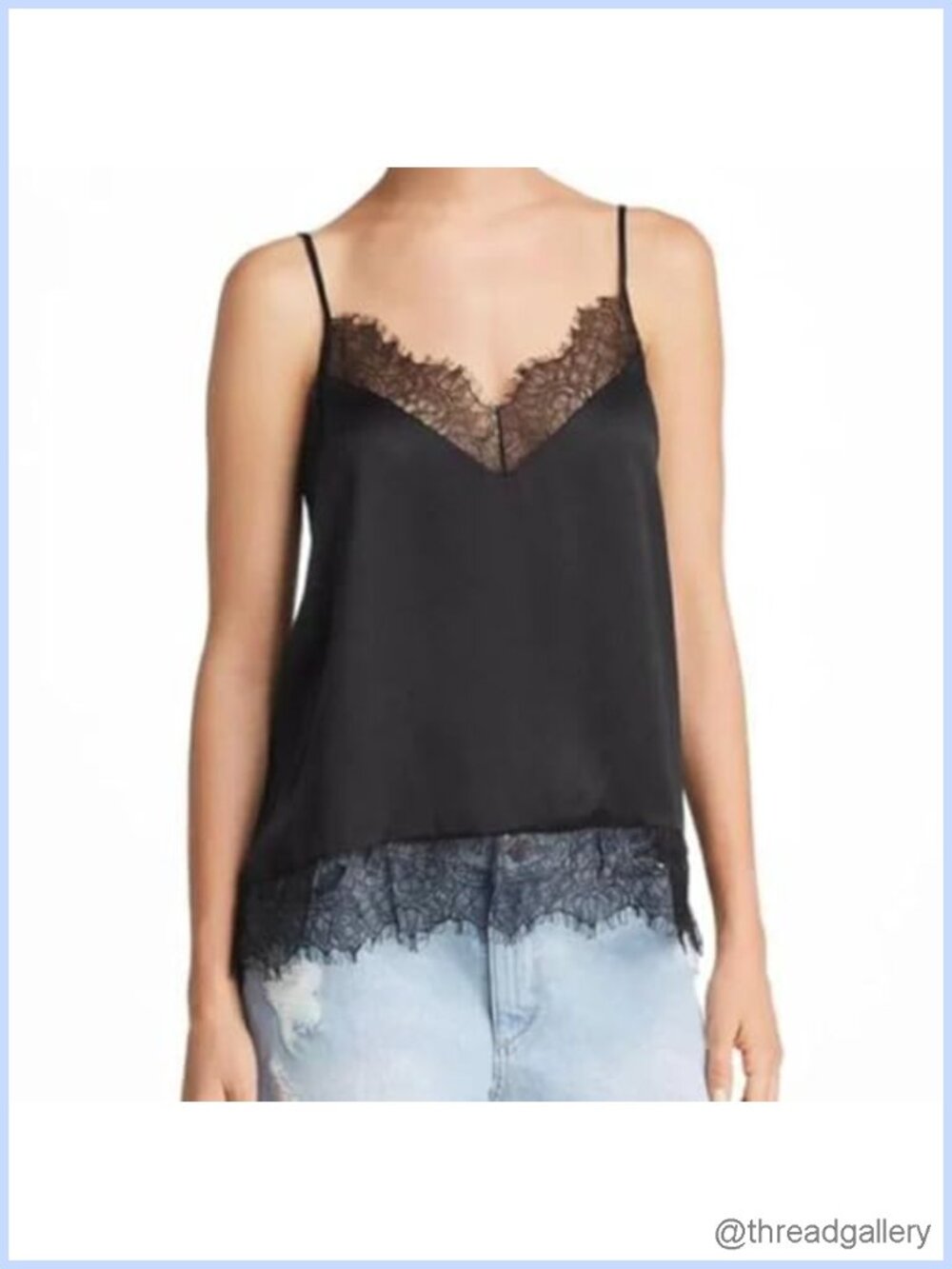 Satin Lace Patchwork Cami Top Spaghetti Strap Y2K Sleeveless Tank
